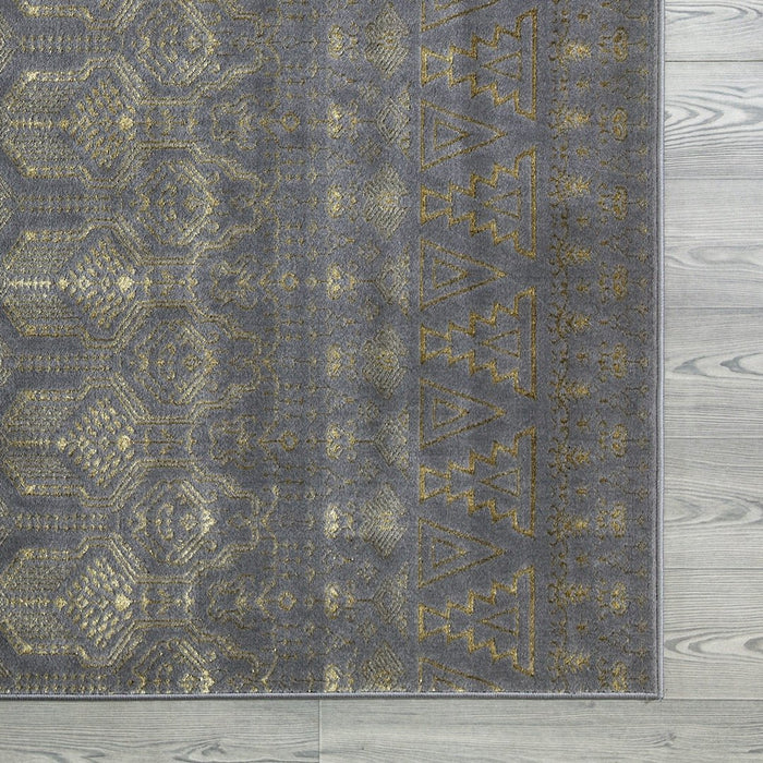 Ritz Moroccan Style Rug Gold & Grey