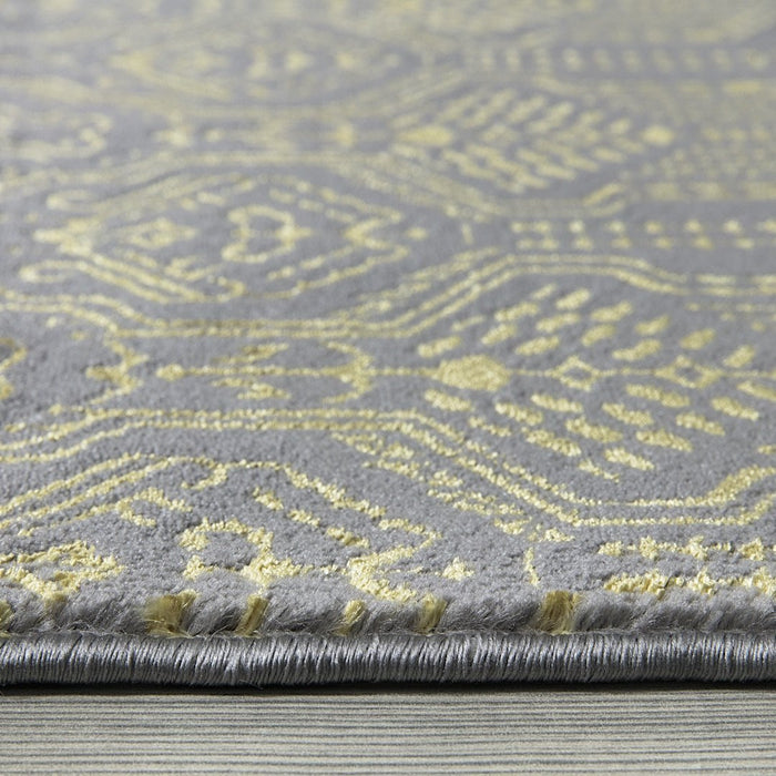 Ritz Moroccan Style Rug Gold & Grey