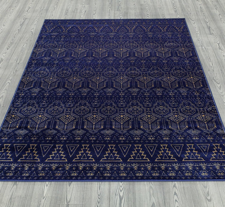 Ritz Moroccan Style Rug Gold & Navy