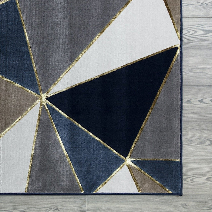 Ritz Pyramid Triangular Rug Gold & Navy