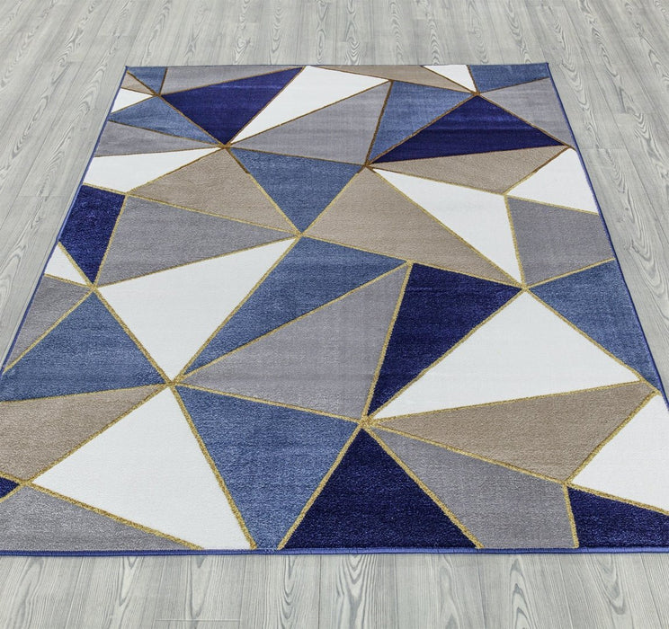 Ritz Pyramid Triangular Rug Gold & Navy