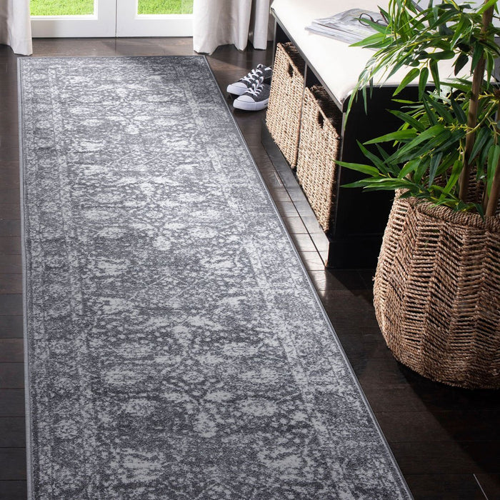 Santorini Traditional Floral Rug - Grey