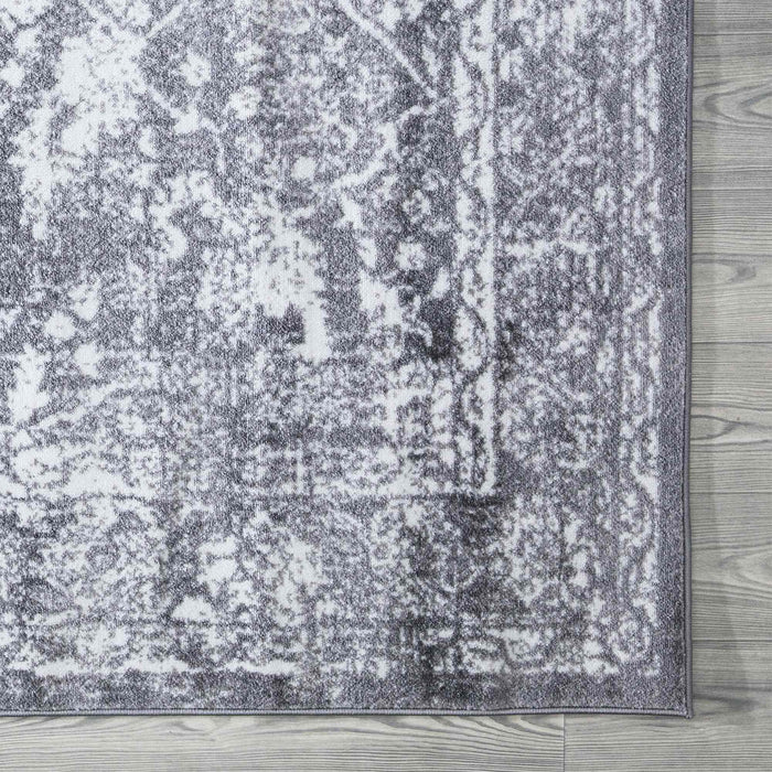 Santorini Traditional Floral Rug - Grey