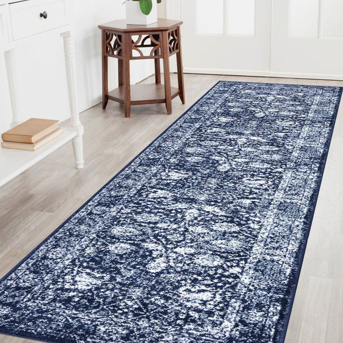 Santorini Traditional Floral Rug (V2) - Navy