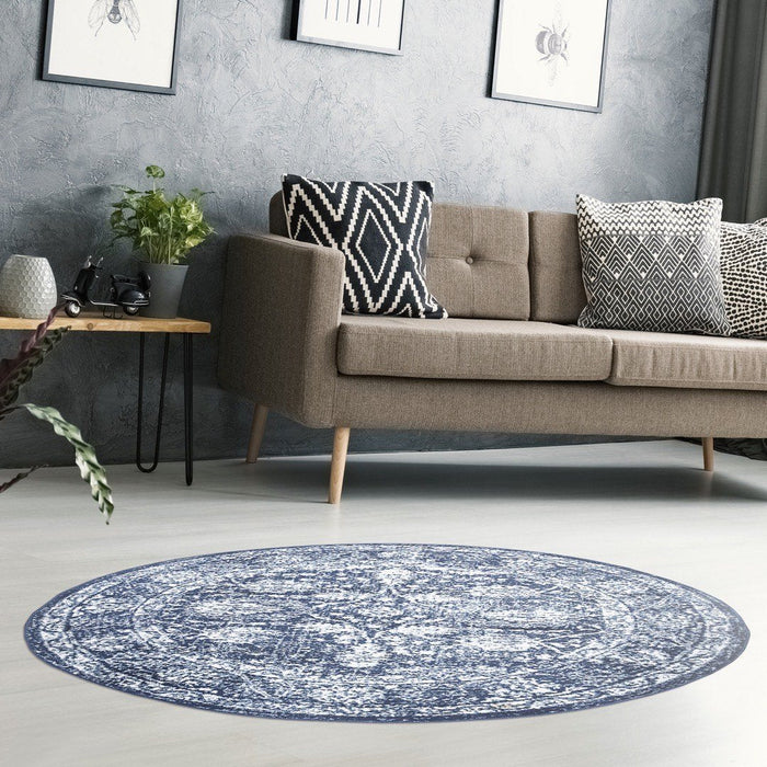 Santorini Traditional Floral Rug (V2) - Navy