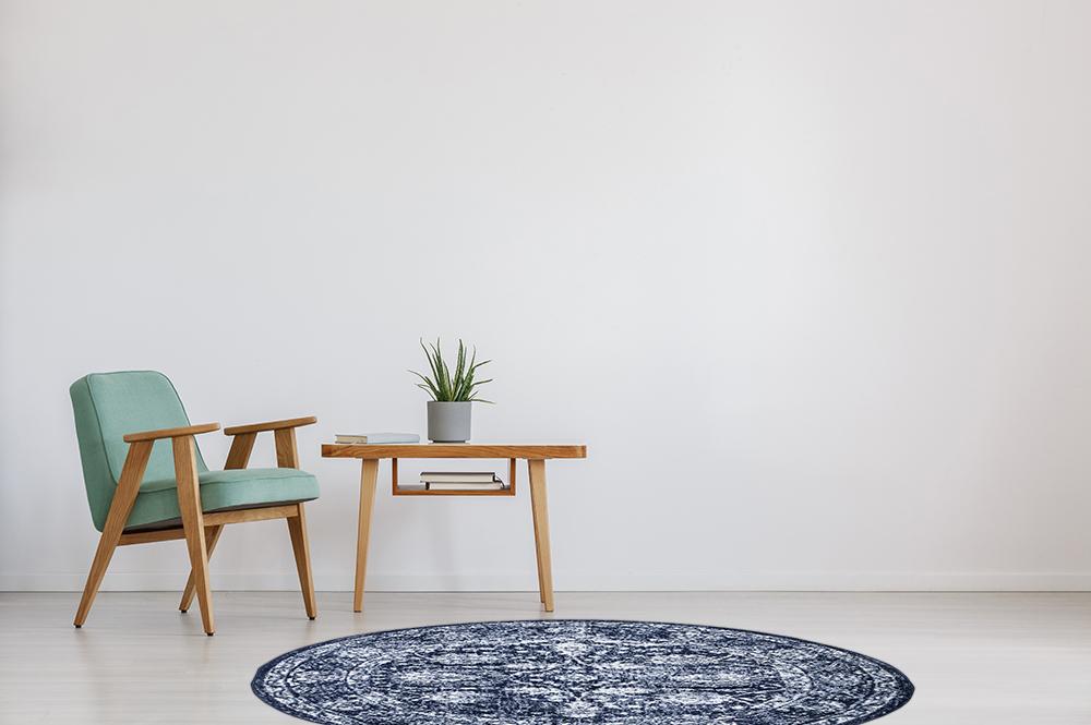 Santorini Traditional Floral Rug (V2) - Navy