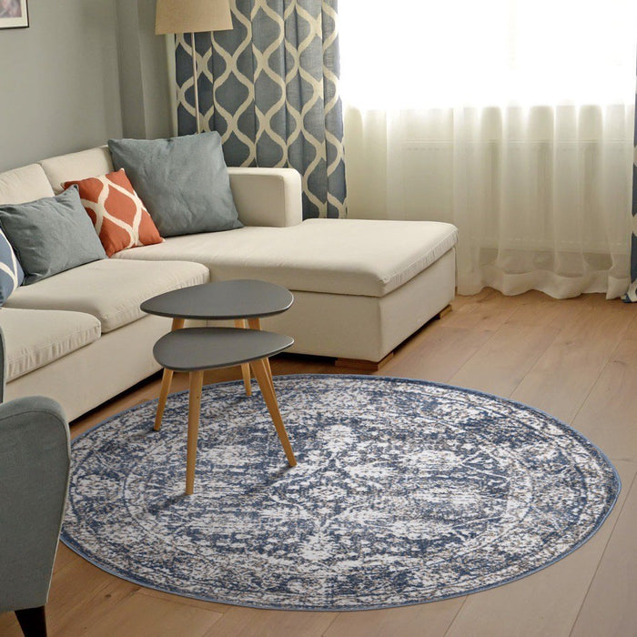 Santorini Traditional Floral Rug (V4) - Blue