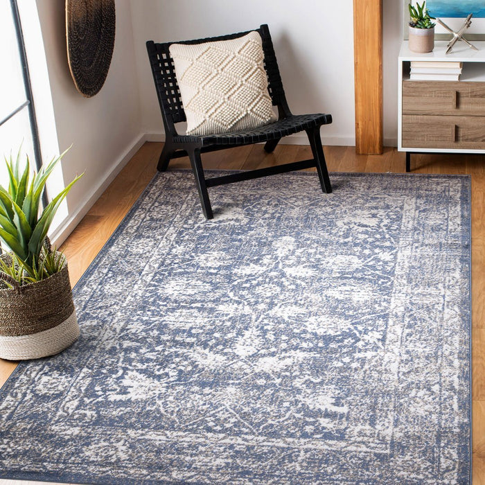 Santorini Traditional Floral Rug (V4) - Blue