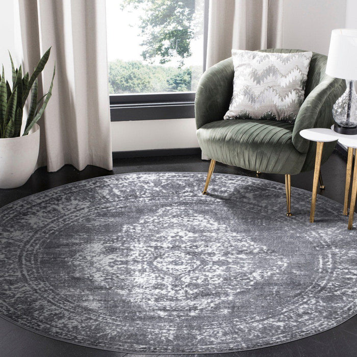 Santorini Traditional Medallion Rug (V2) - Grey