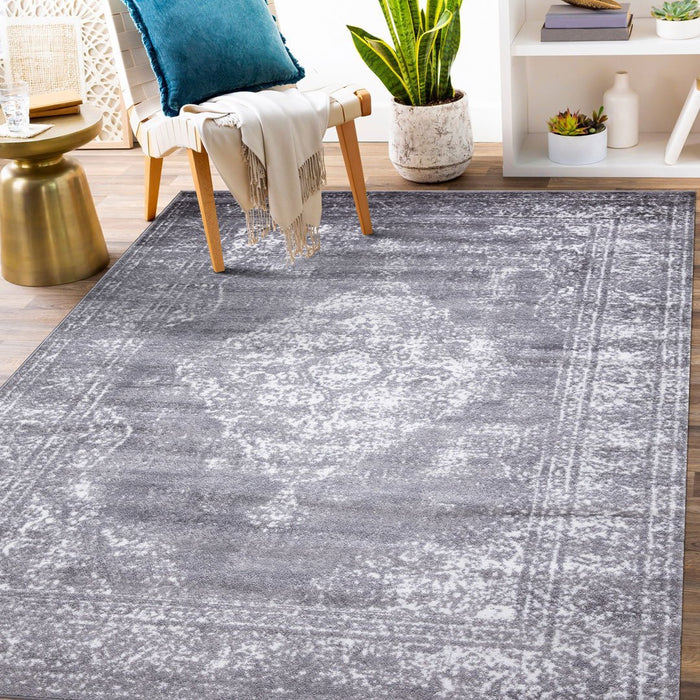 Santorini Traditional Medallion Rug (V2) - Grey