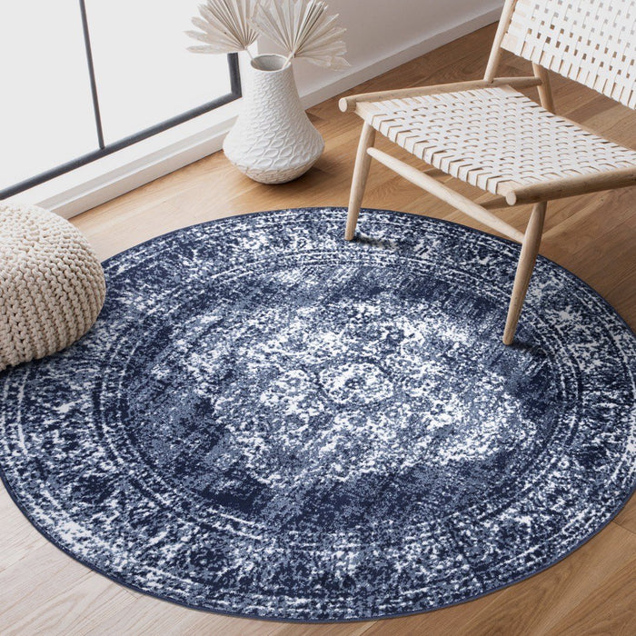 Santorini Traditional Medallion Rug (V3) - Navy