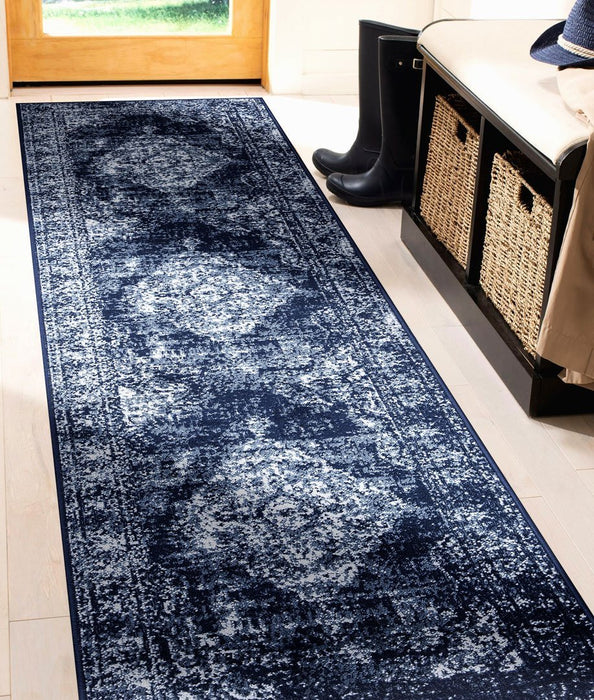 Santorini Traditional Medallion Rug (V3) - Navy