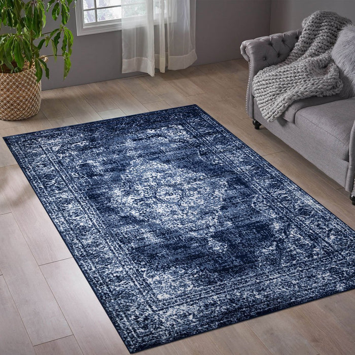 Santorini Traditional Medallion Rug (V3) - Navy