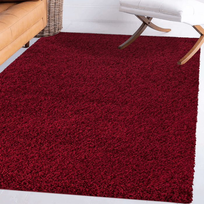 Shaggy Plain Red Rug