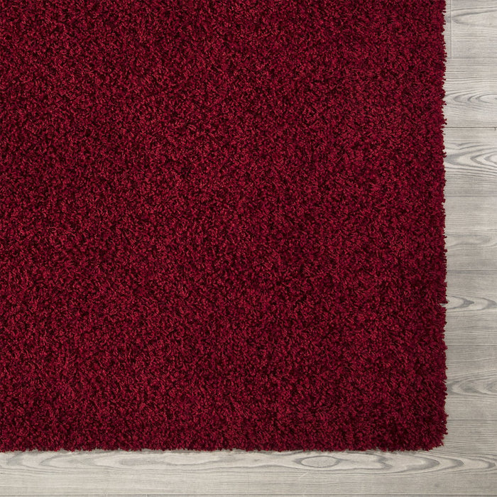 Shaggy Plain Red Rug