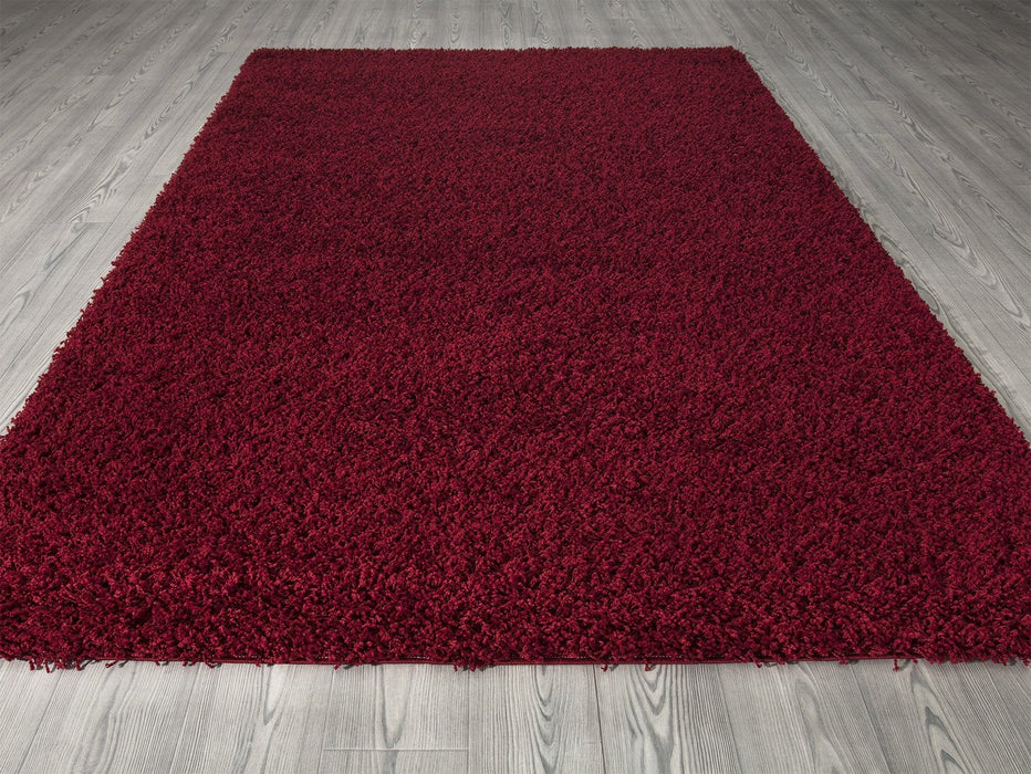 Shaggy Plain Red Rug