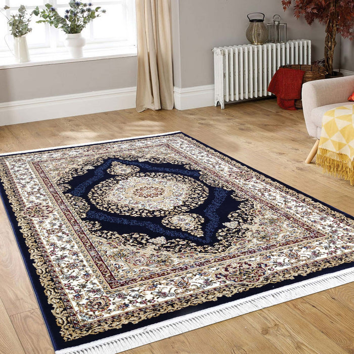 Sicily Traditional Medallion Rug (V11) - Navy