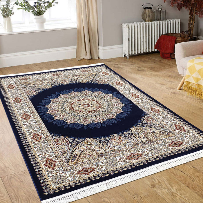 Sicily Traditional Medallion Rug (V14) - Navy