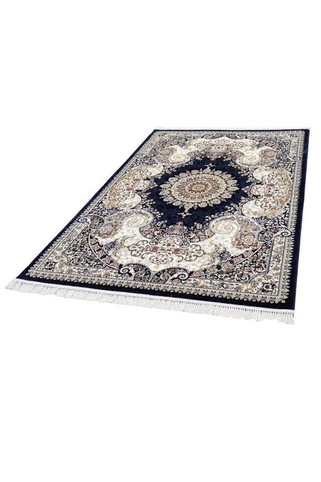 Sicily Traditional Medallion Rug (V16) - Navy