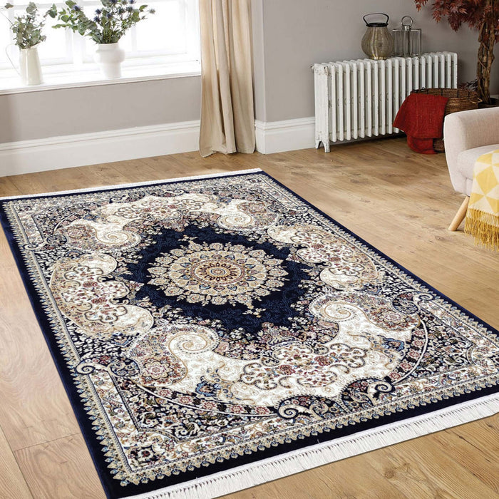 Sicily Traditional Medallion Rug (V16) - Navy