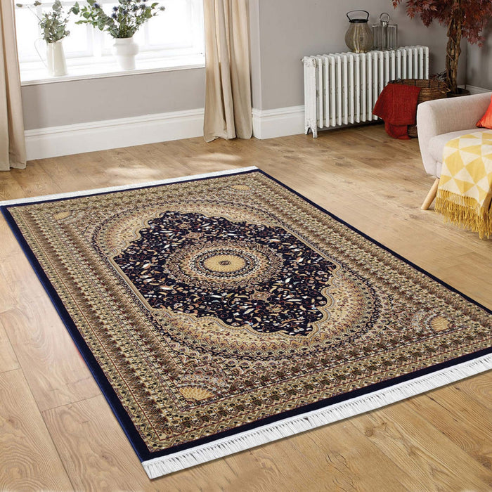 Sicily Traditional Medallion Rug (V19) - Navy