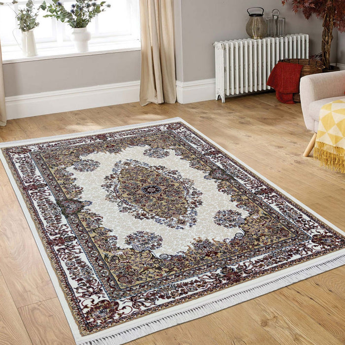 Sicily Traditional Medallion Rug (V8) - Cream