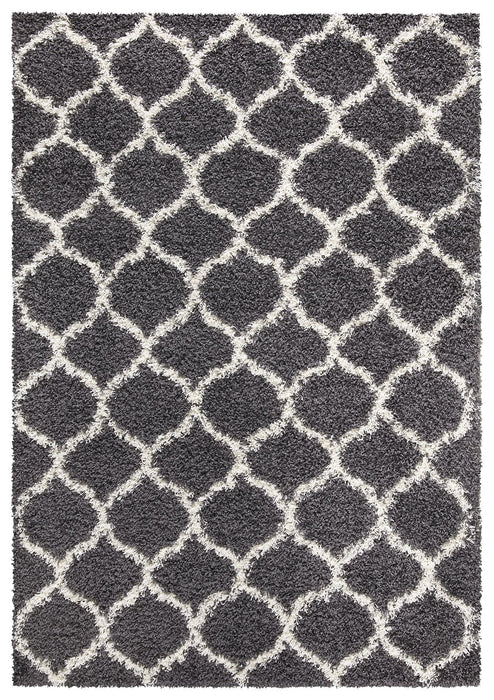 Trellis Shaggy Grey & White Rug