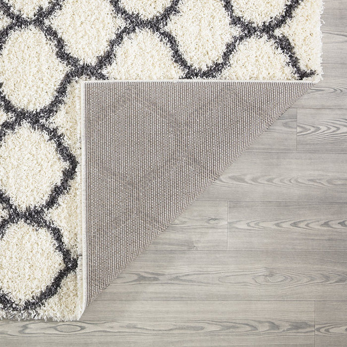 Trellis Shaggy White & Grey Rug