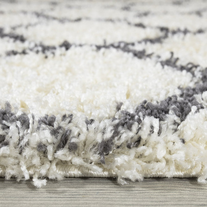 Trellis Shaggy White & Grey Rug