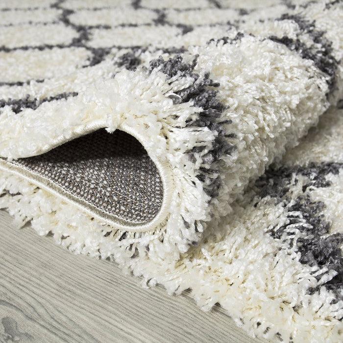 Trellis Shaggy White & Grey Rug