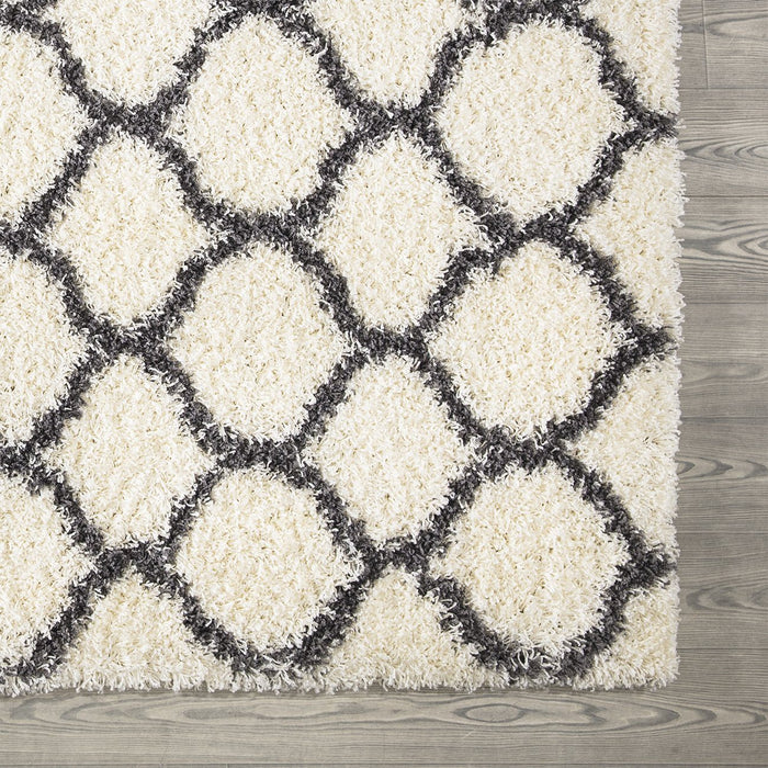 Trellis Shaggy White & Grey Rug