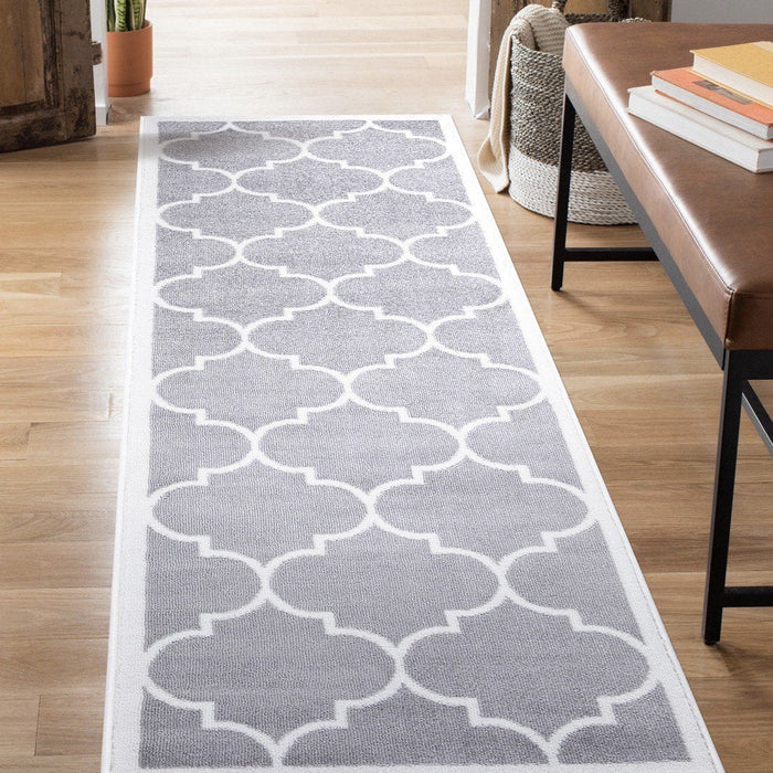 Trendy Border Trellis Rug - Grey