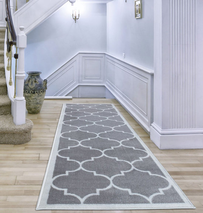 Trendy Border Trellis Rug - Grey