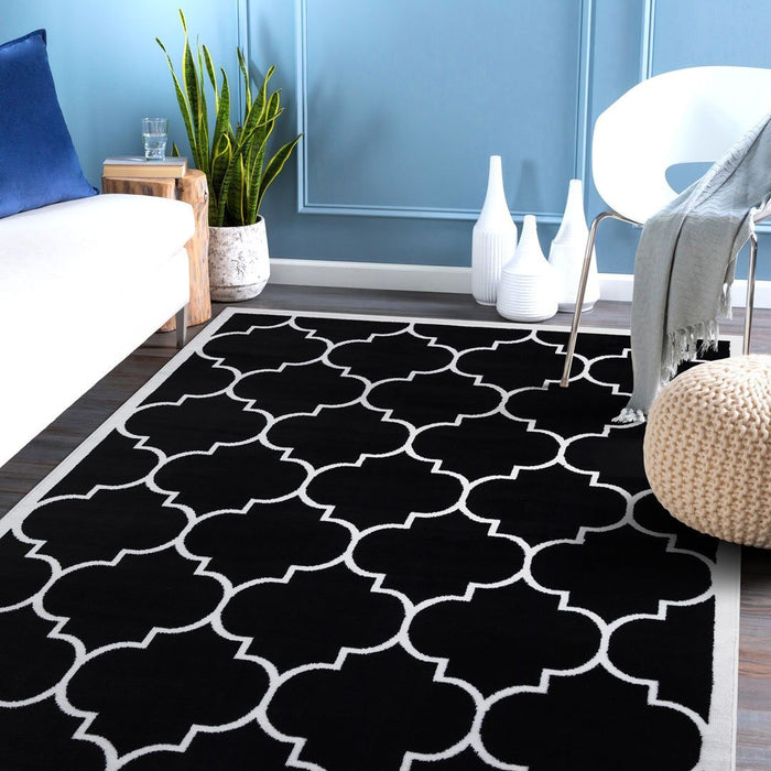 Trendy Border Trellis Rug V2 - Black