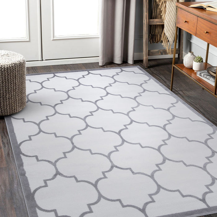 Trendy Border Trellis Rug V3 - White