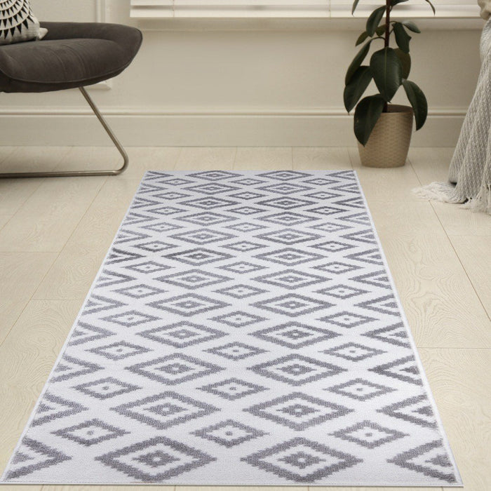 Trendy Diamond Trellis Rug V3 - White