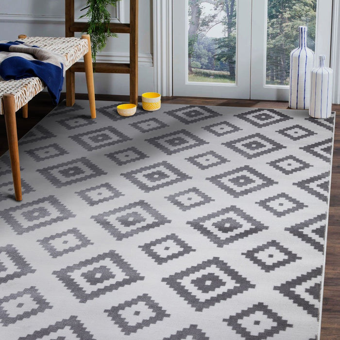 Trendy Diamond Trellis Rug V3 - White