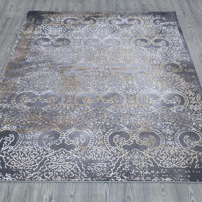 Velar Damask Design Rug - Grey