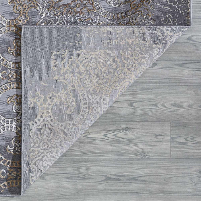 Velar Damask Design Rug - Grey