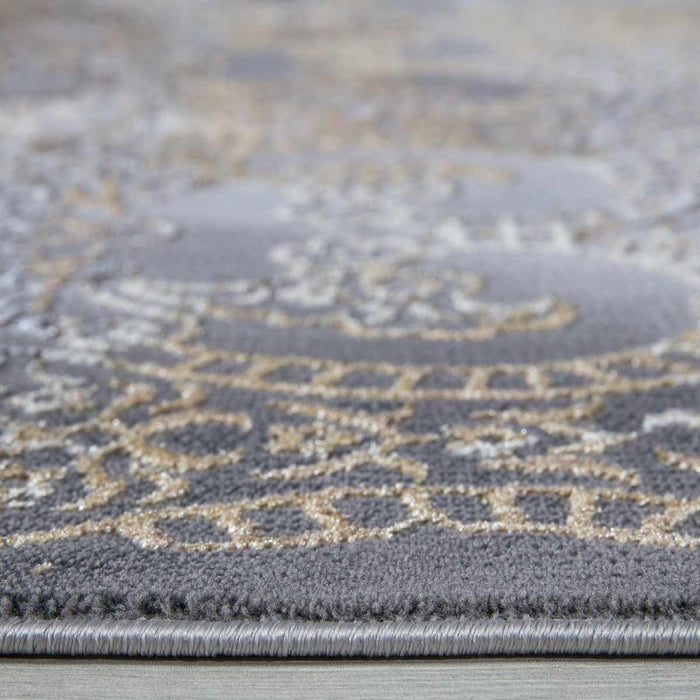 Velar Damask Design Rug - Grey