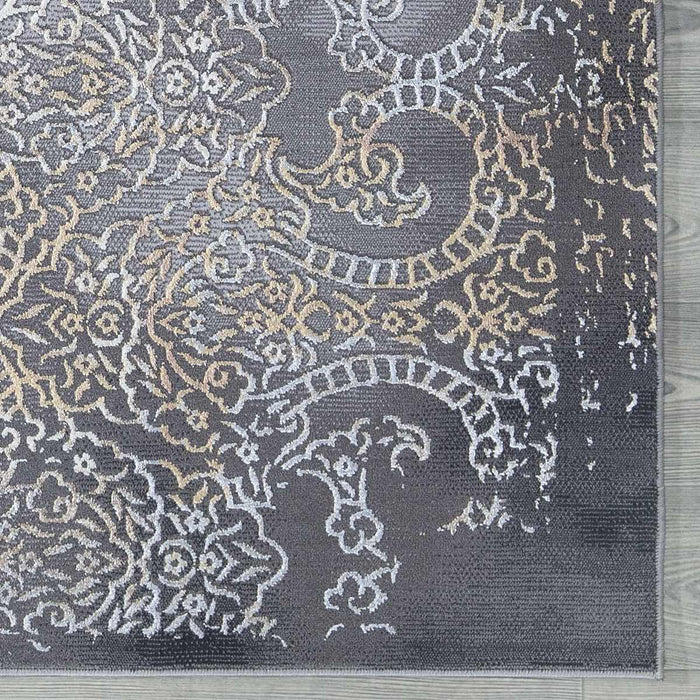 Velar Damask Design Rug - Grey