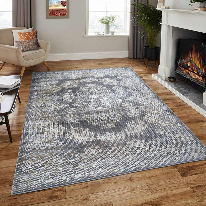 Velar Traditional Design Rug - Grey