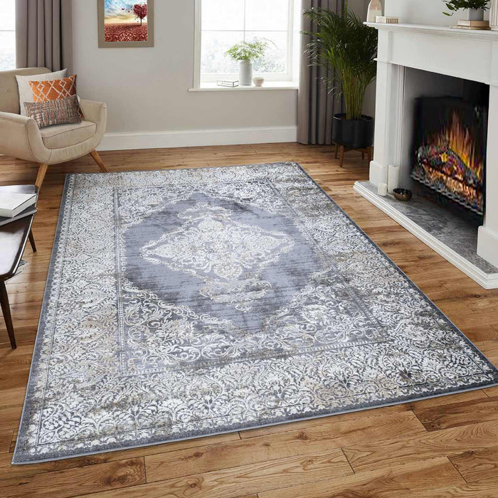 Velar Traditional Faded Rug - Grey