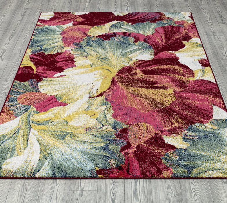 Venus Floral Design Rug (V1) - Red