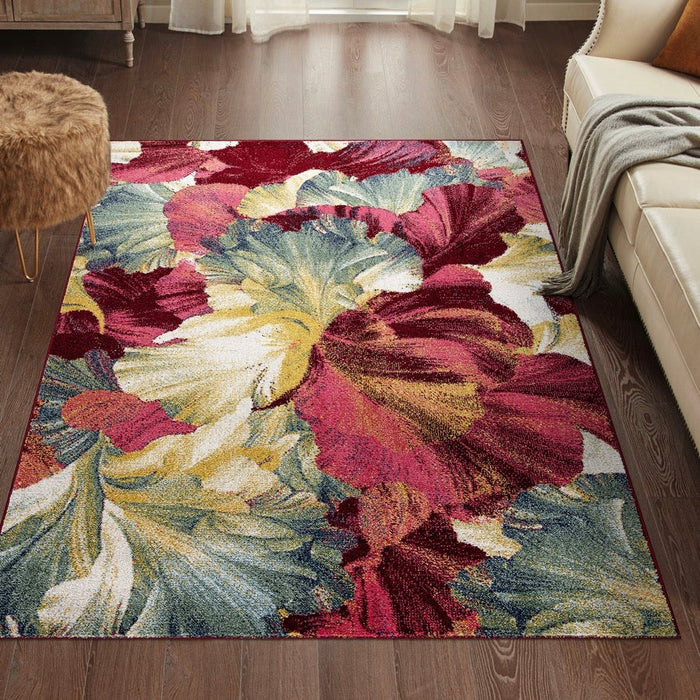 Venus Floral Design Rug (V1) - Red